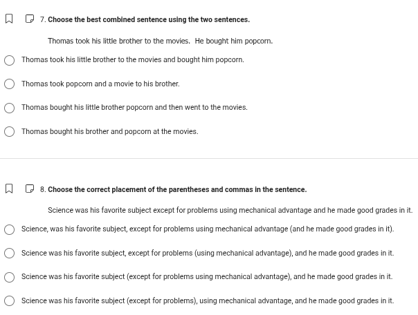 7. choose the best combined sentence using the two sentences. thomas to…