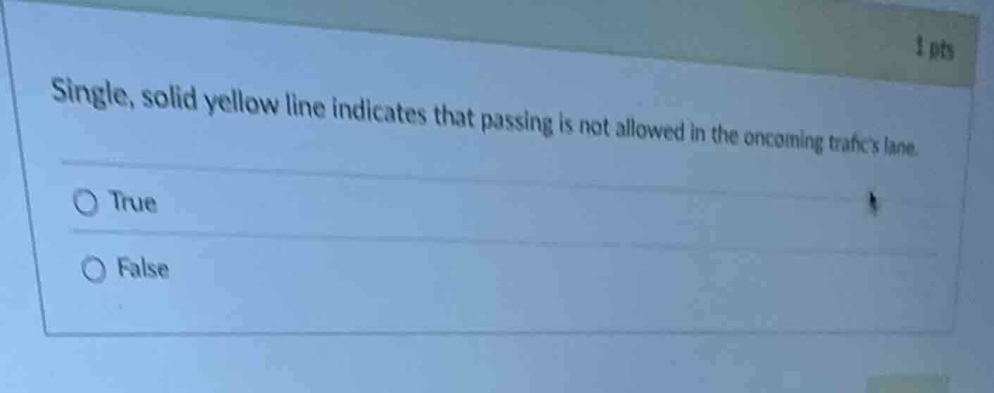 single, solid yellow line indicates that passing is not allowed in the …