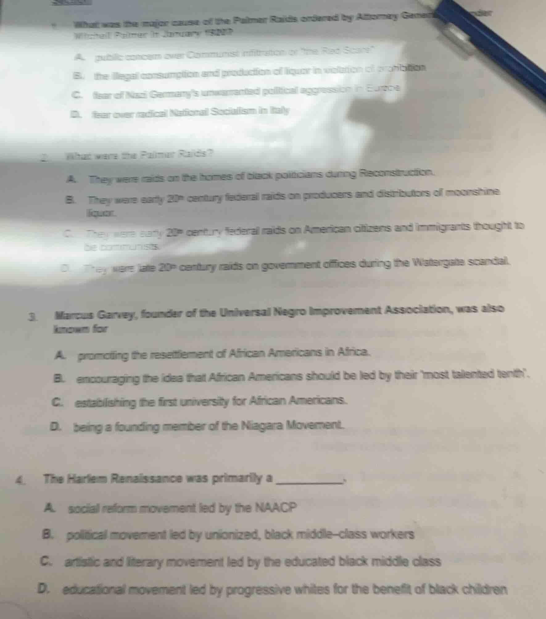 1. what was the major cause of the palmer raids ordered by attorney gen…