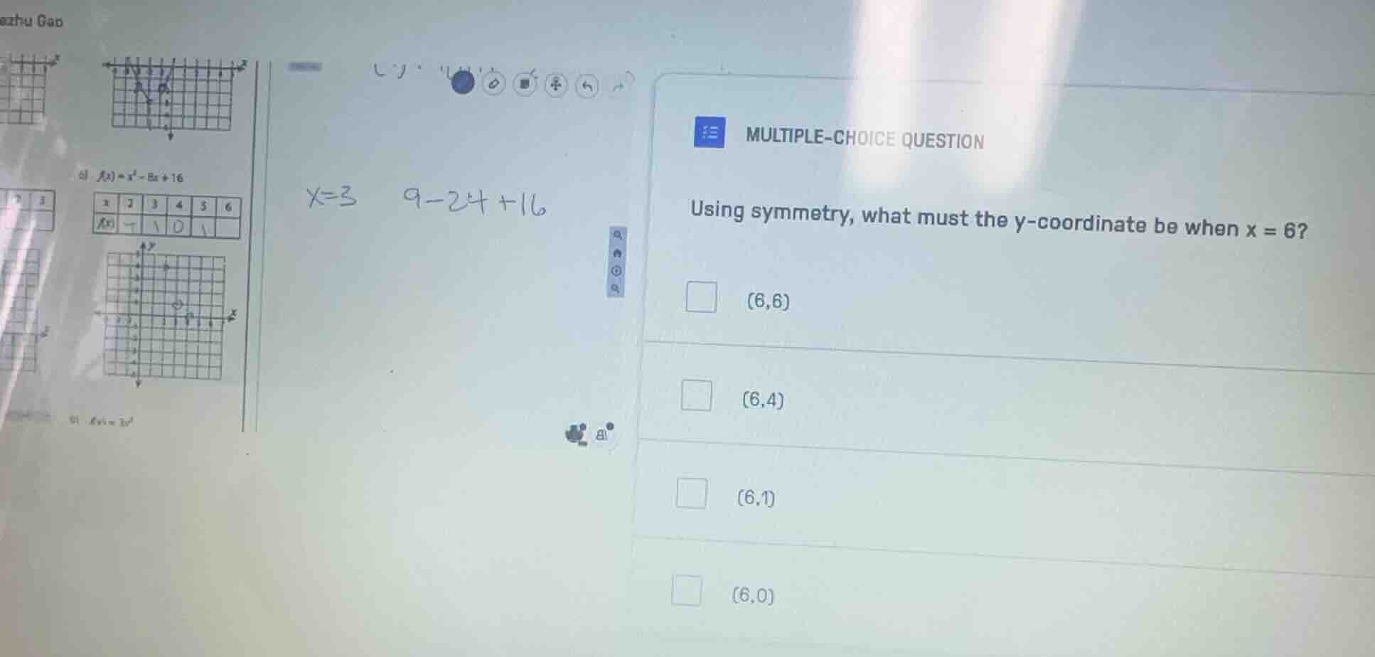 multiple-choice question using symmetry, what must the y-coordinate be …
