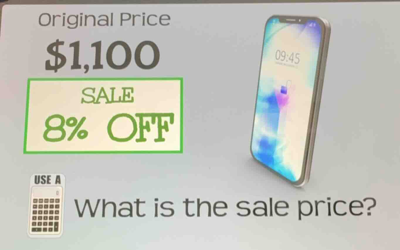 original price $1,100 sale 8% off use a what is the sale price?