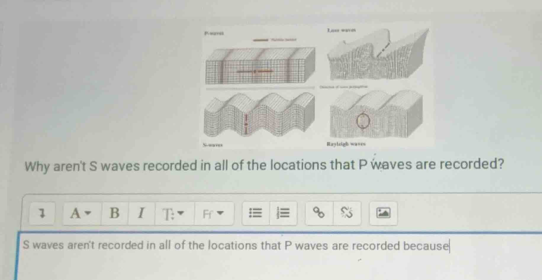 why arent s waves recorded in all of the locations that p waves are rec…