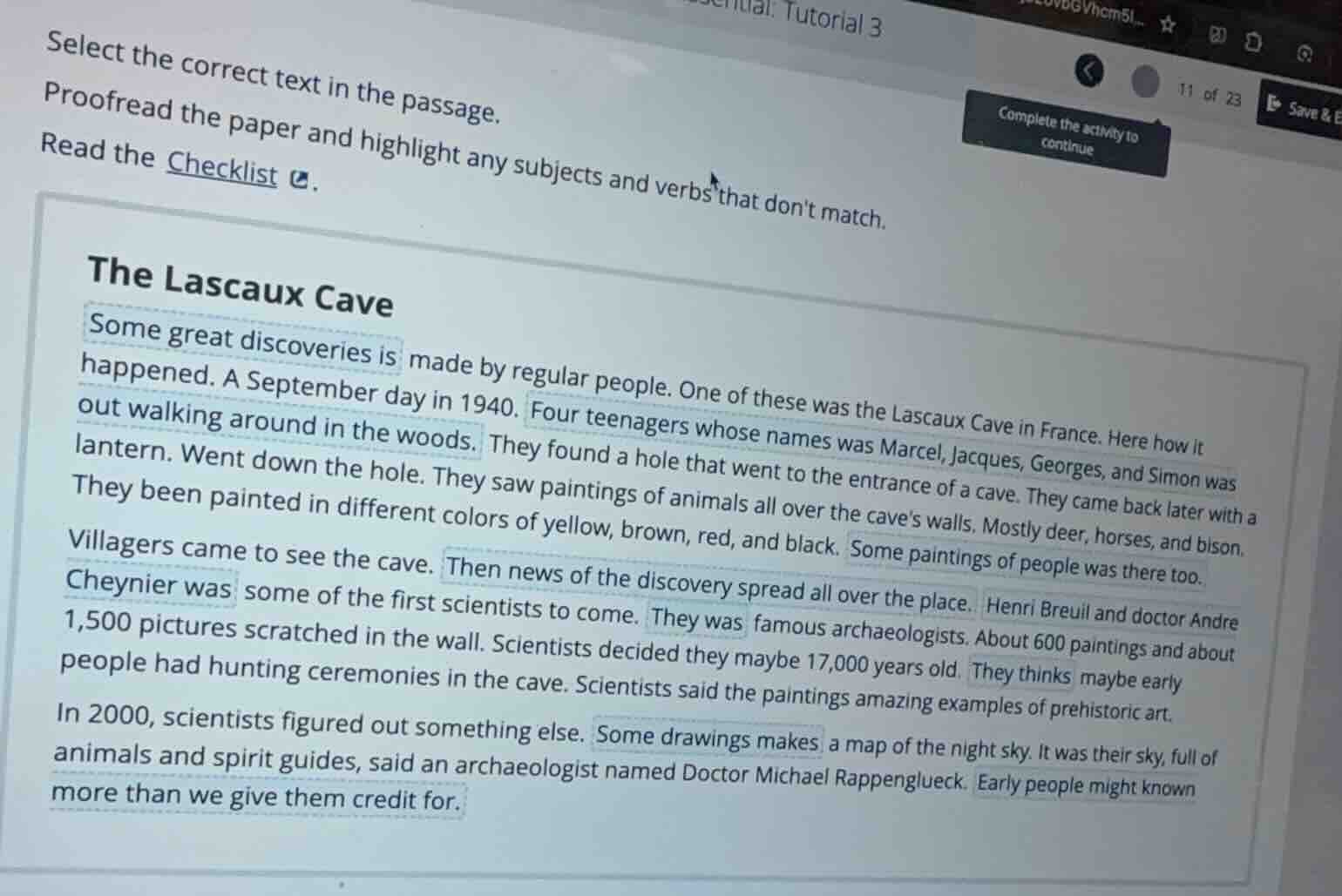 select the correct text in the passage. proofread the paper and highlig…