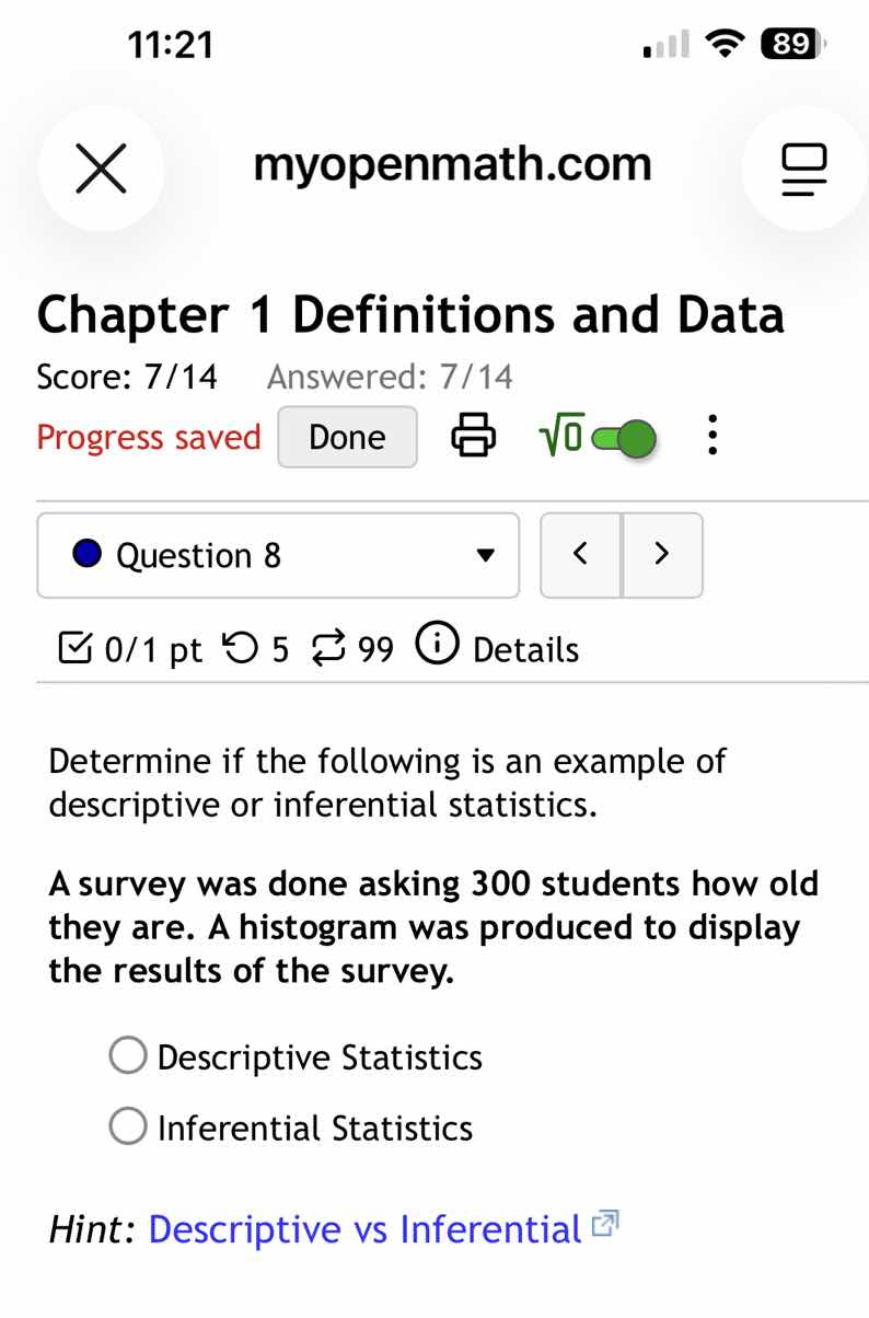 chapter 1 definitions and data score: 7/14 answered: 7/14 progress save…