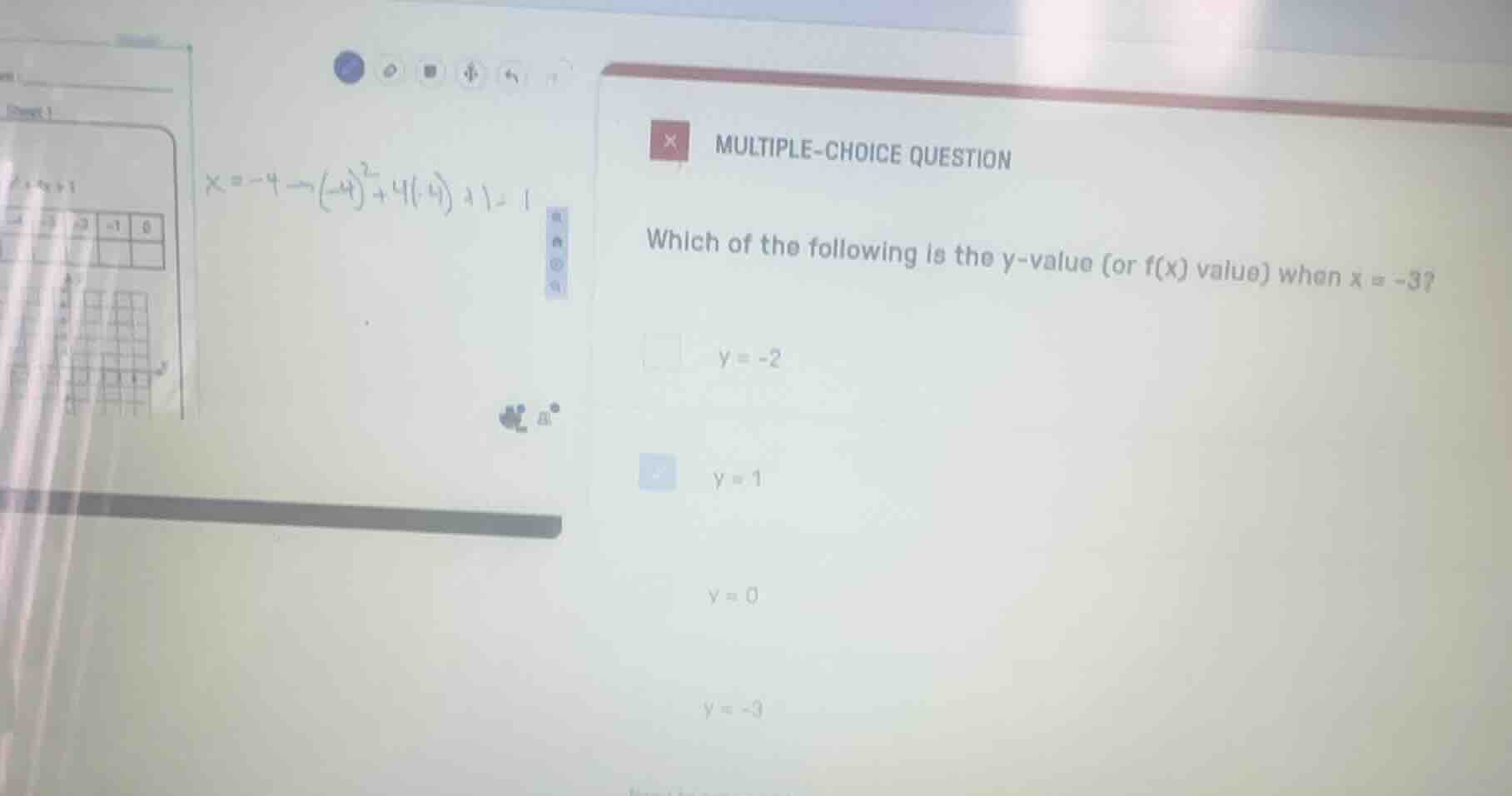 multiple-choice question which of the following is the y - value (or f(…