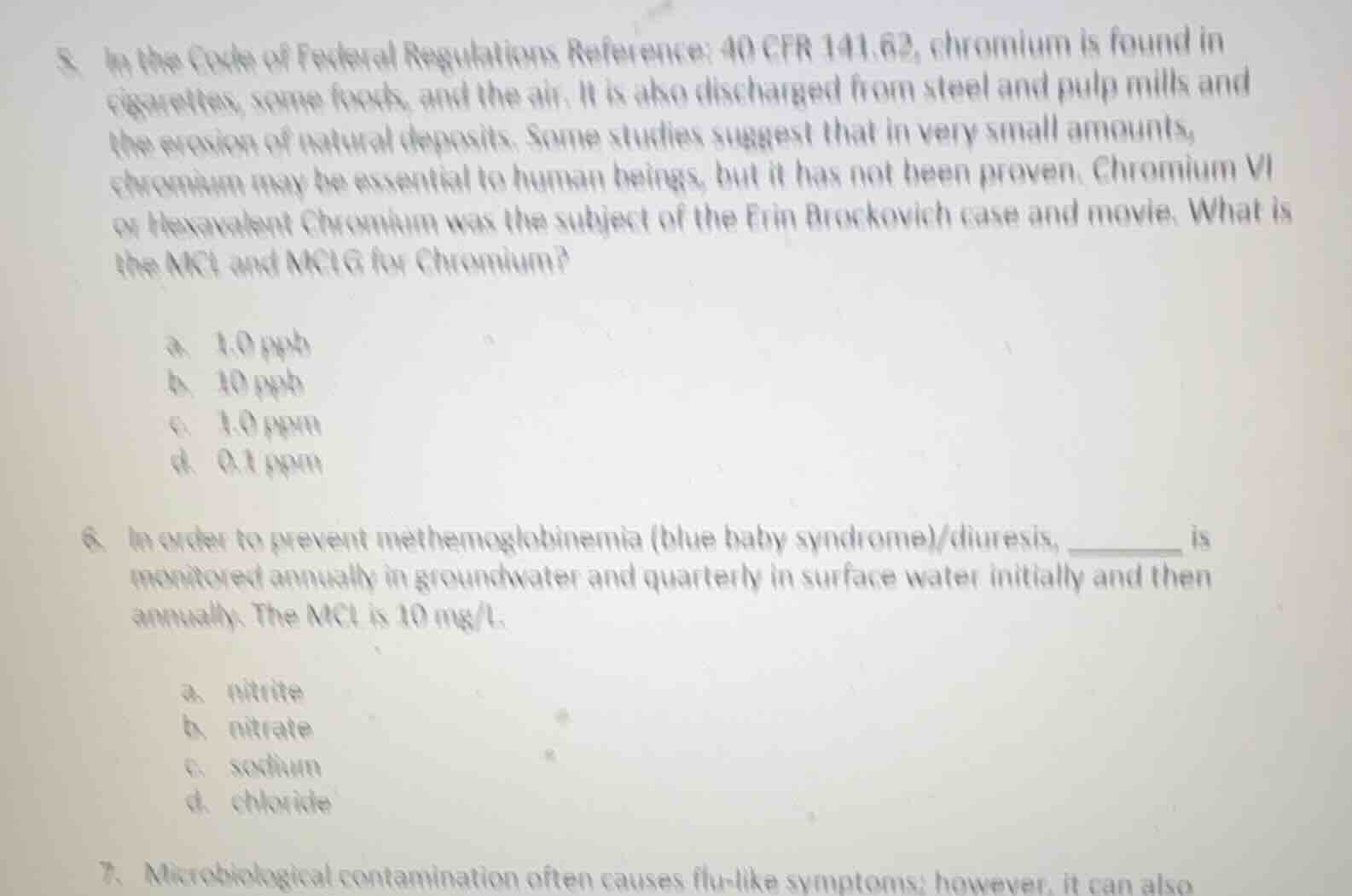 5. in the code of federal regulations reference: 40 cfr 141.62, chromiu…