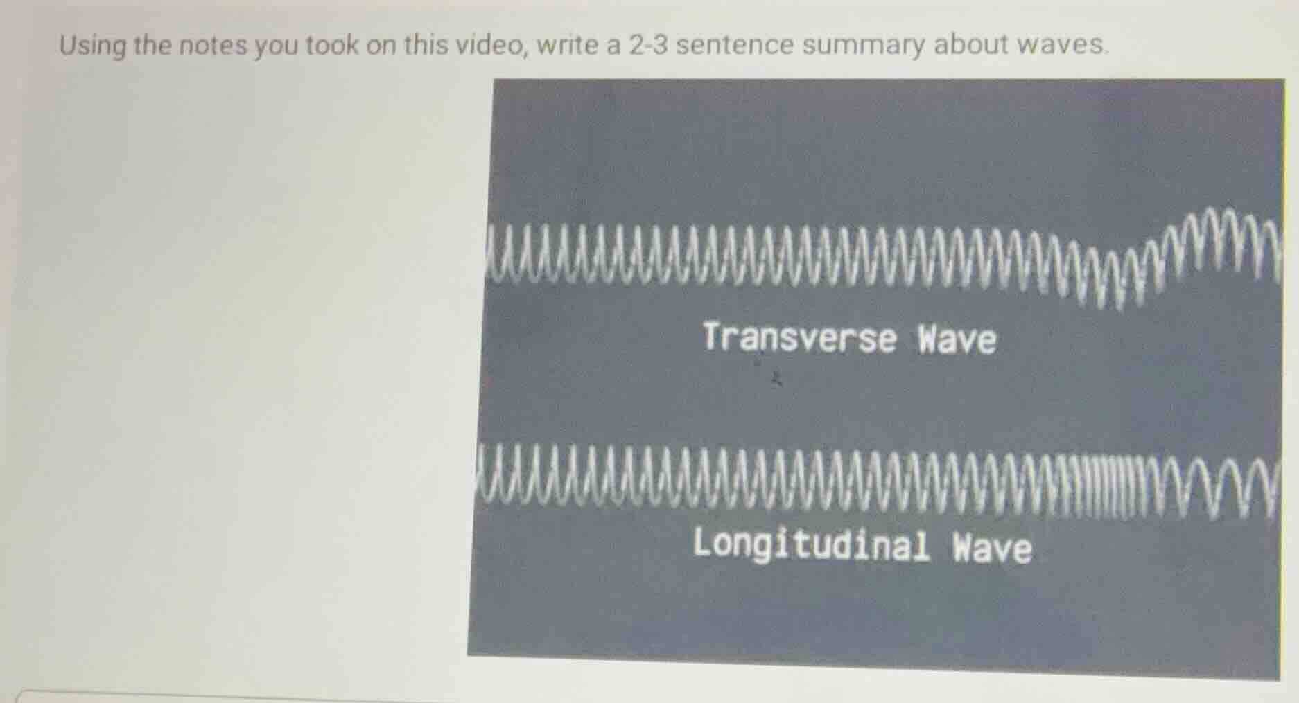 using the notes you took on this video, write a 2-3 sentence summary ab…