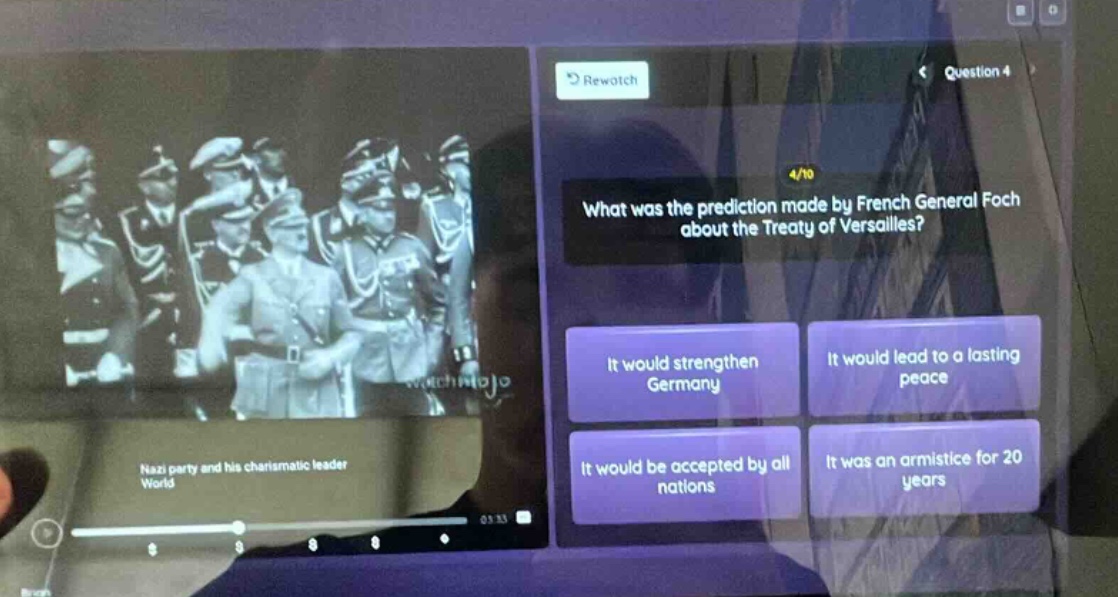 question 4 4/10 what was the prediction made by french general foch abo…