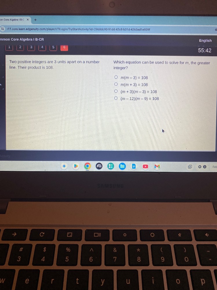 two positive integers are 3 units apart on a number line. their product…
