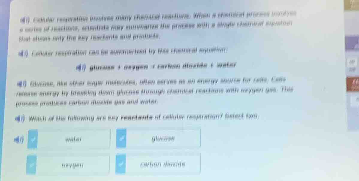 a) cellular respiration involves many chemical reactions. when a chemic…
