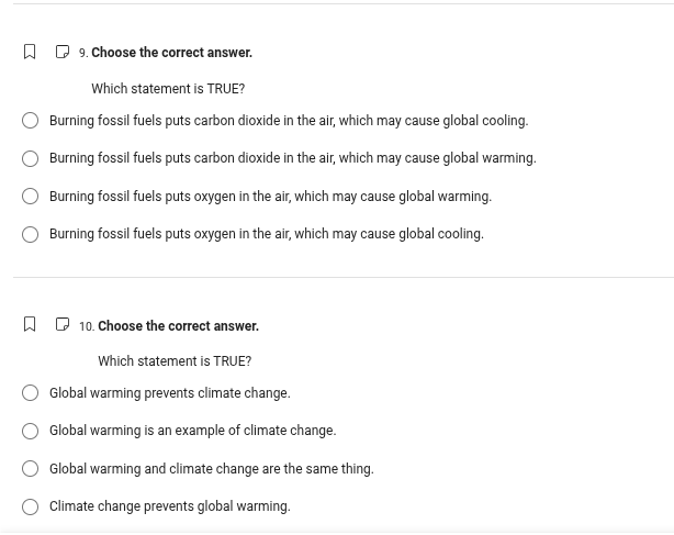 9. choose the correct answer. which statement is true? burning fossil f…