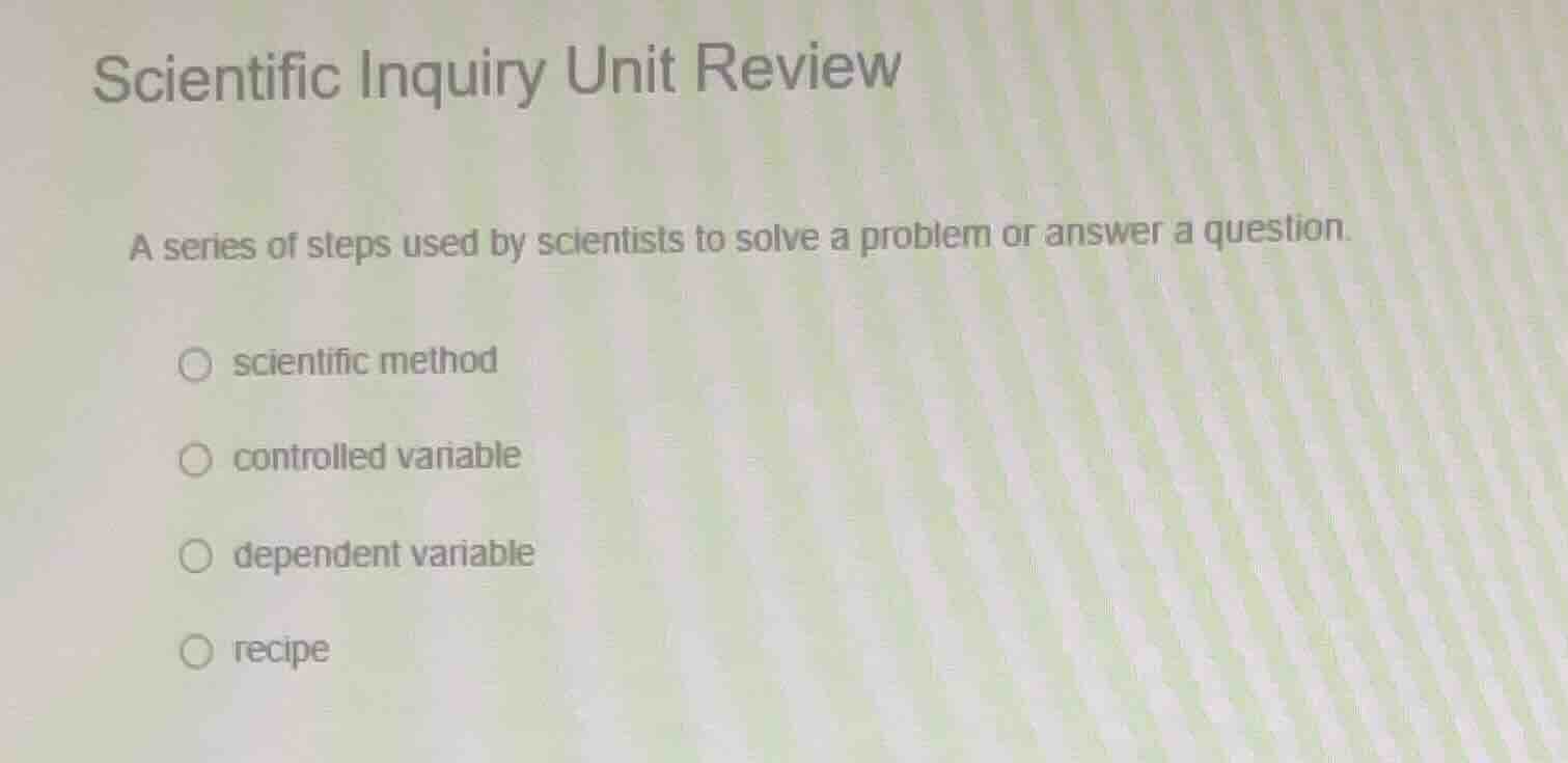 scientific inquiry unit review a series of steps used by scientists to …