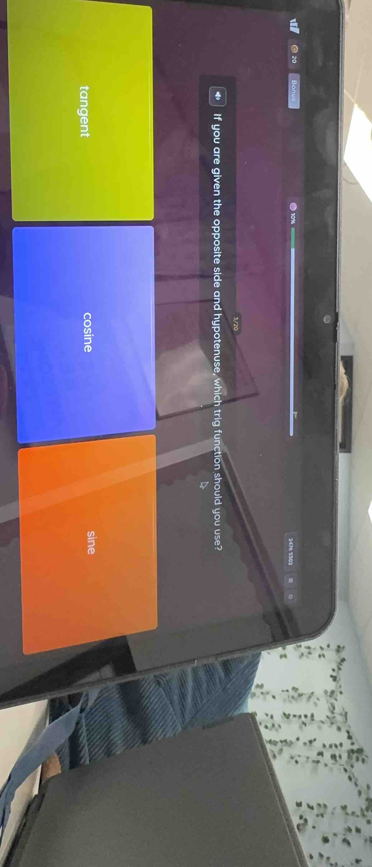 if you are given the opposite side and hypotenuse, which trig function …