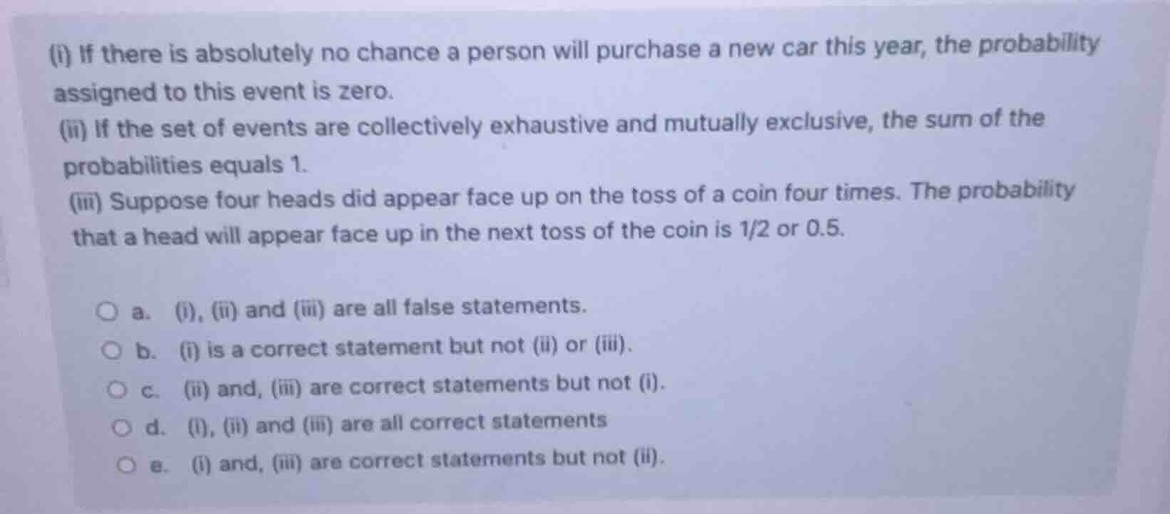 (i) if there is absolutely no chance a person will purchase a new car t…
