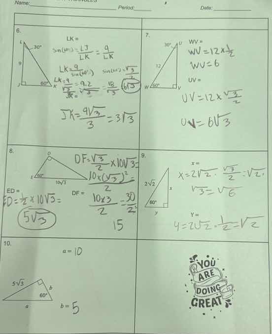 name:______ period:______ date:______ 6. lk = jk = 7. wv = uv = 8. ed =…