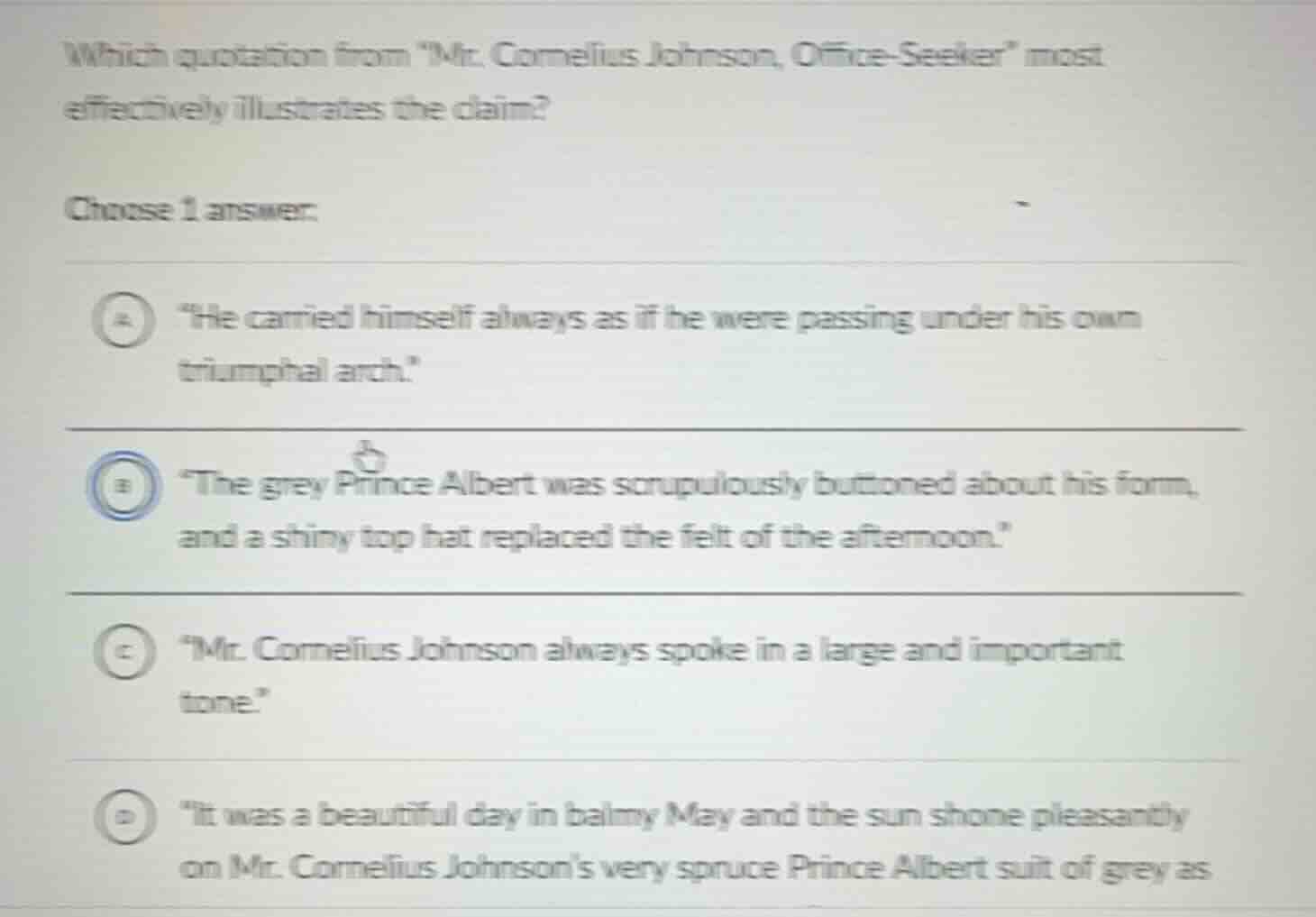 which quotation from \mr. cornelius johnson, office - seeker\ most effe…