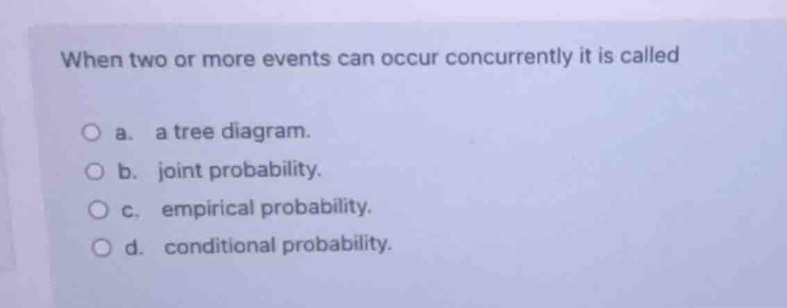 when two or more events can occur concurrently it is called a. a tree d…
