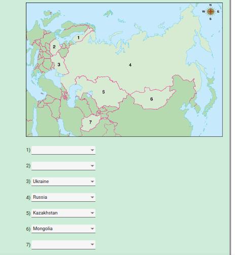 1) 2) 3) ukraine 4) russia 5) kazakhstan 6) mongolia 7)