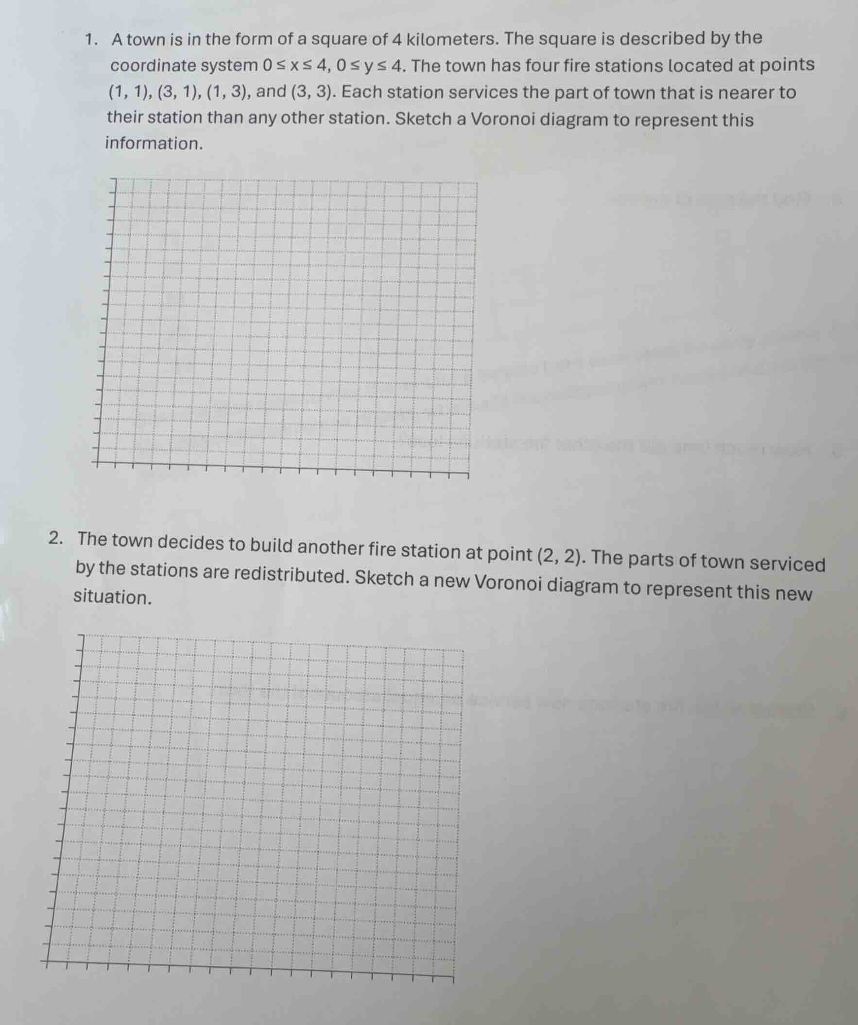 1. a town is in the form of a square of 4 kilometers. the square is des…