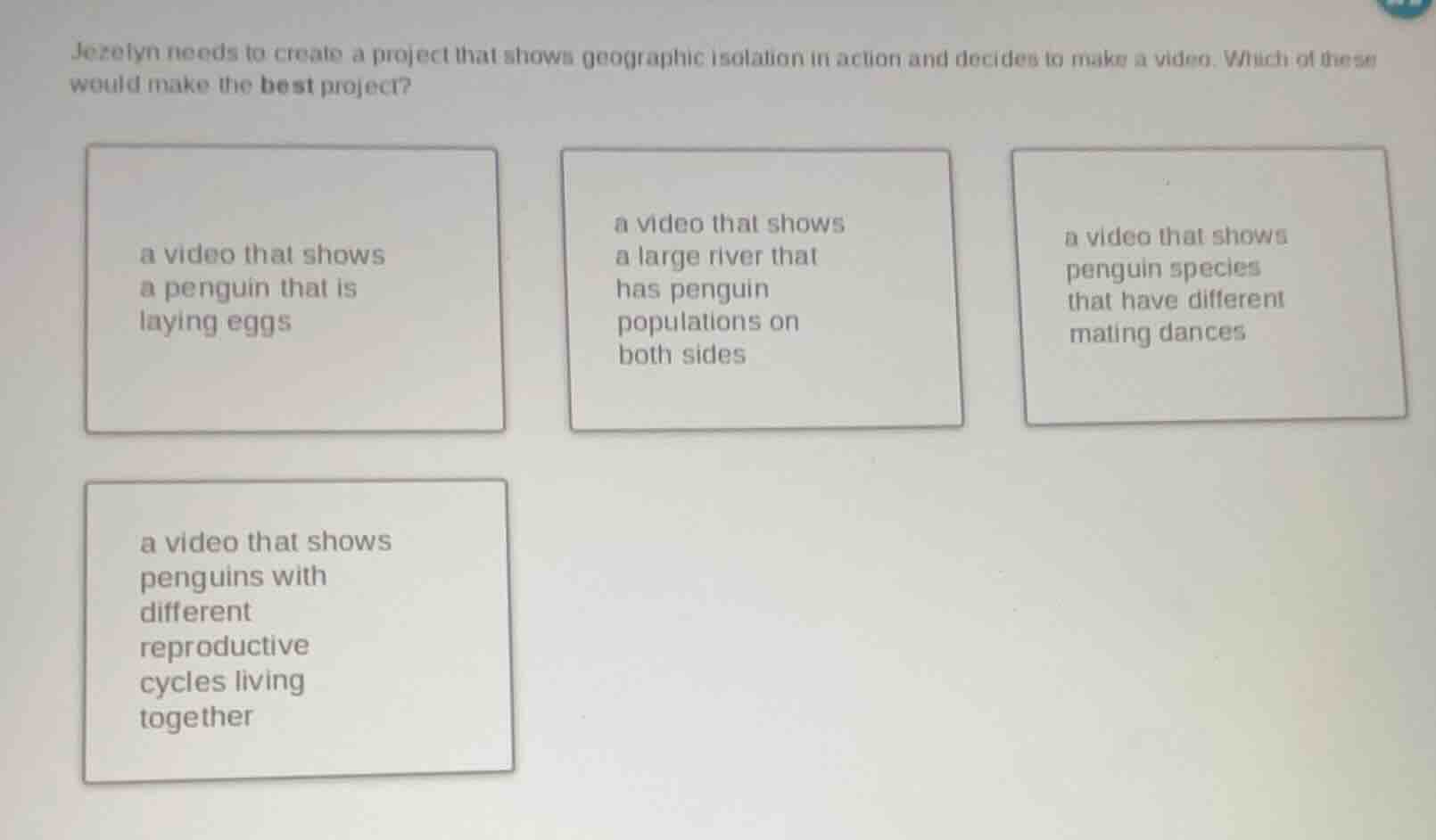 jezelyn needs to create a project that shows geographic isolation in ac…