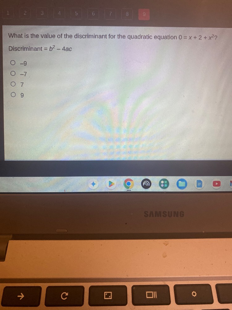 what is the value of the discriminant for the quadratic equation 0 = x …