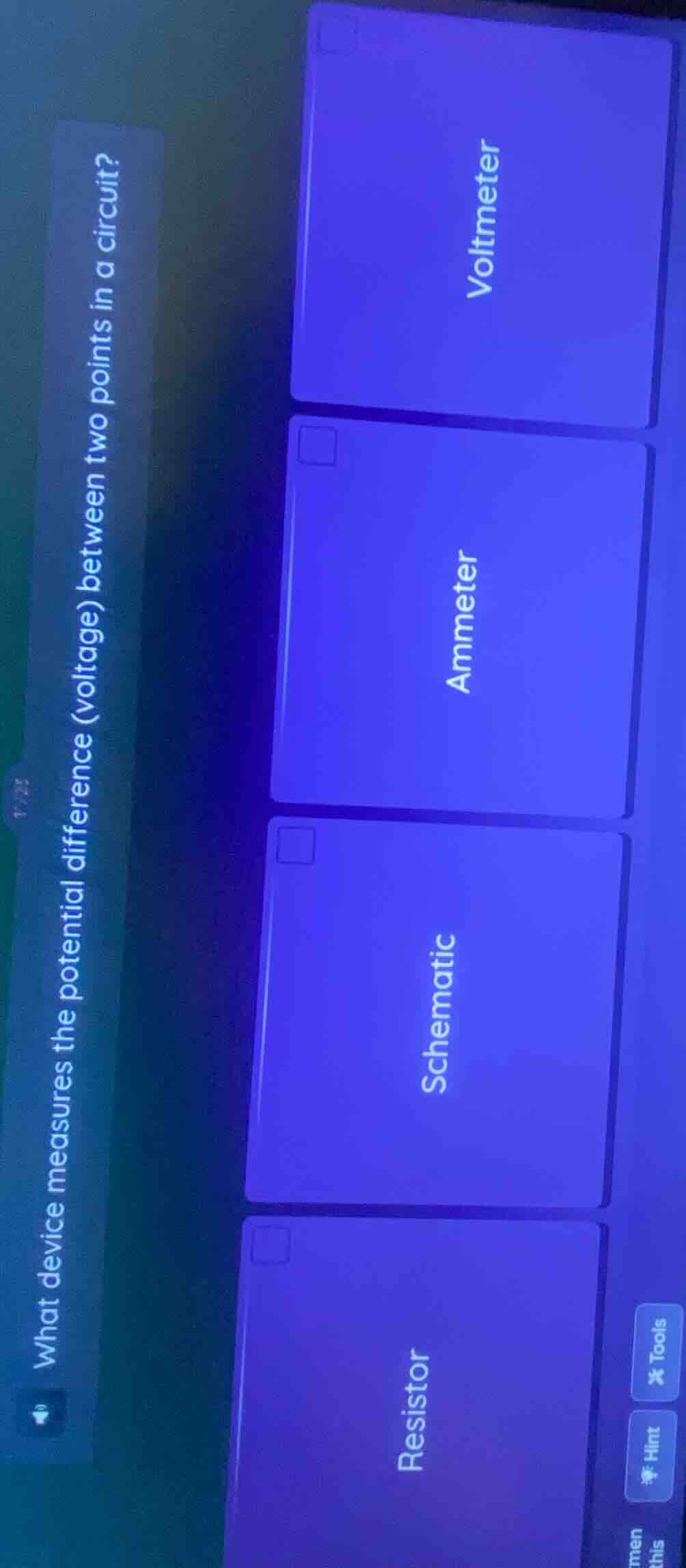 what device measures the potential difference (voltage) between two poi…