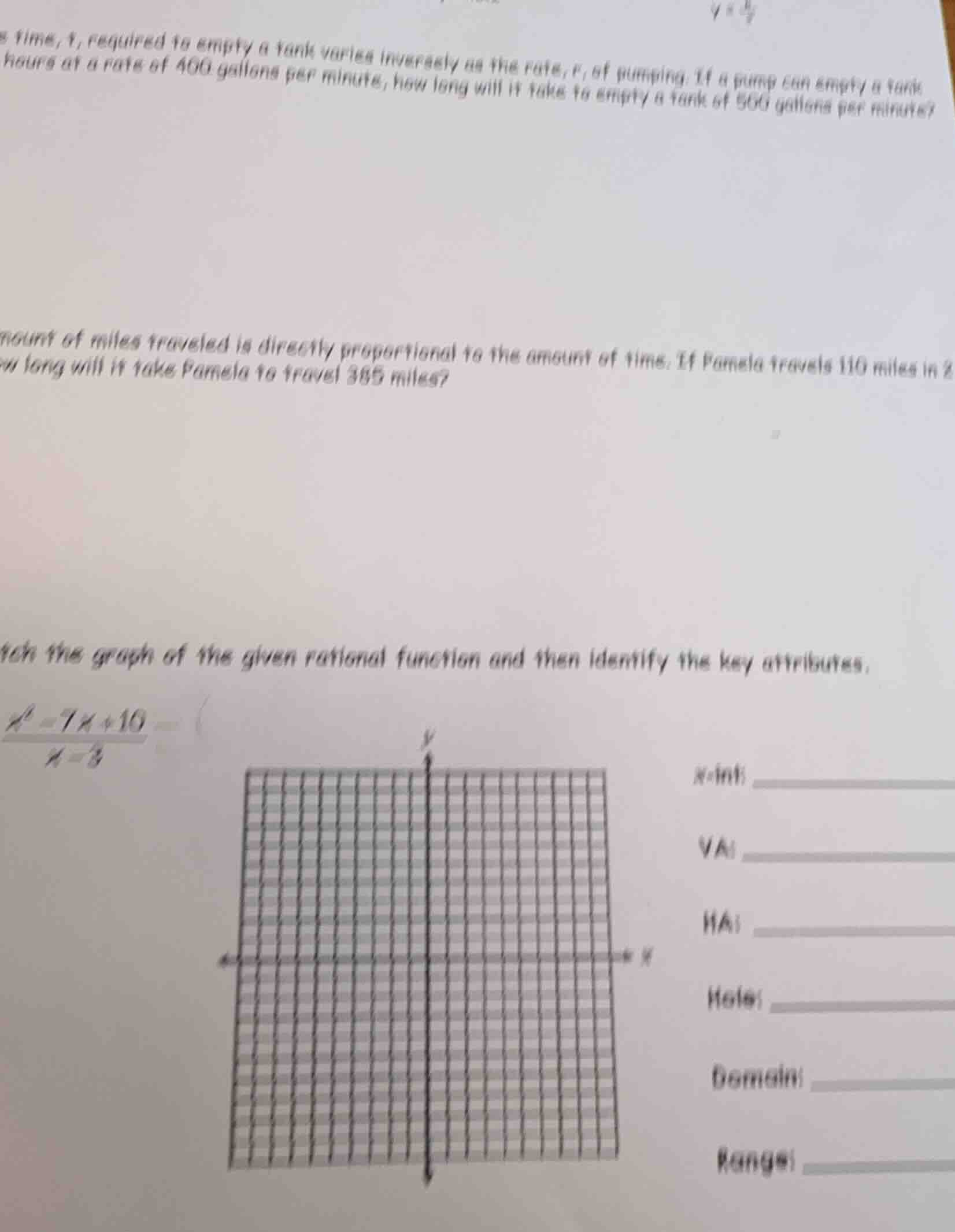 time, t, required to empty a tank varies inversely as the rate, f, of p…