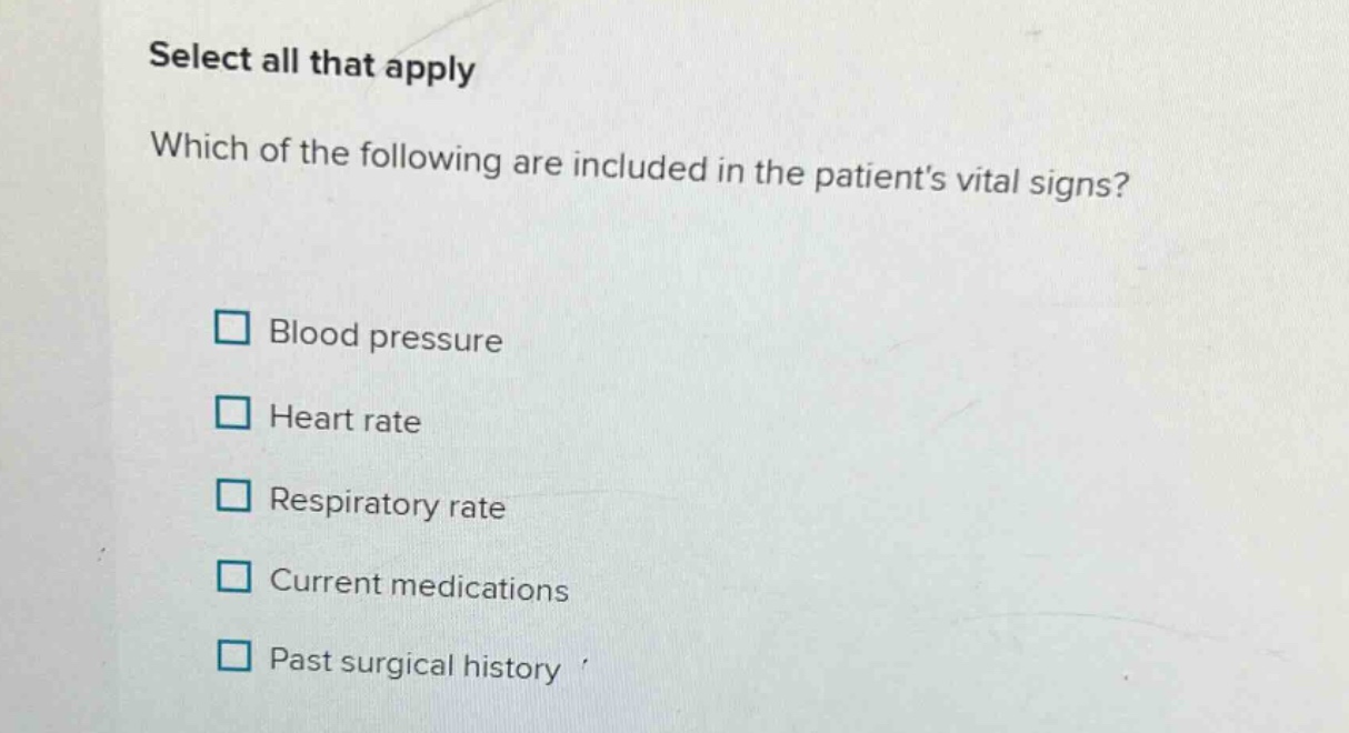 select all that apply which of the following are included in the patien…