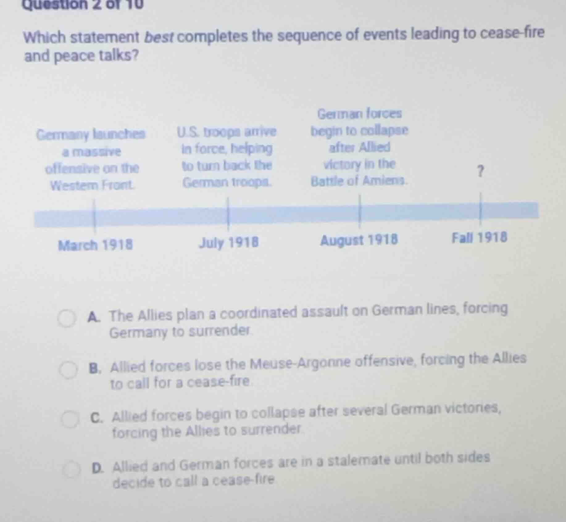 question 2 of 10 which statement best completes the sequence of events …