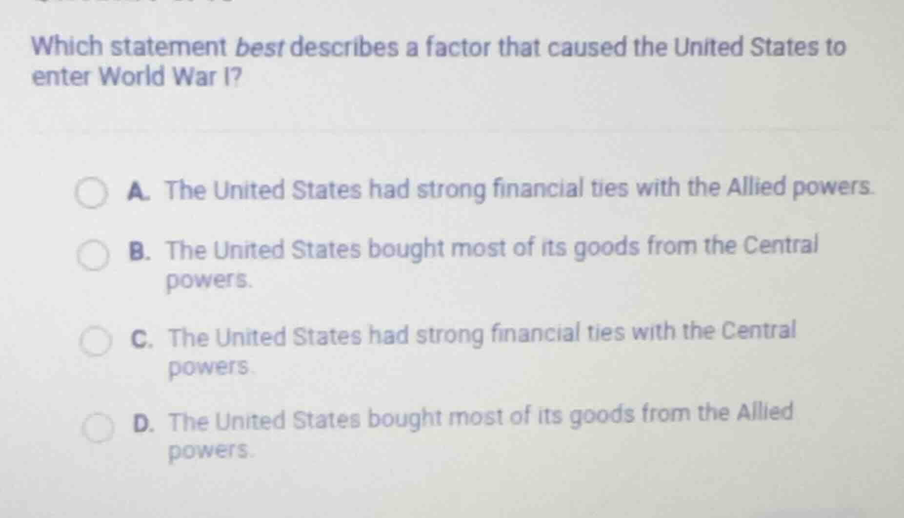 which statement best describes a factor that caused the united states t…