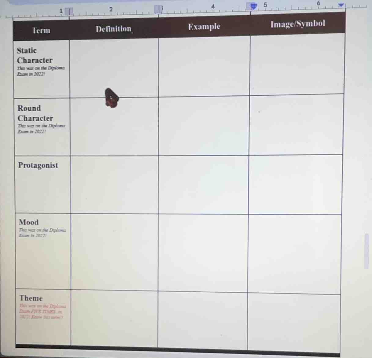 term | definition | example | image/symbol static character this was on…