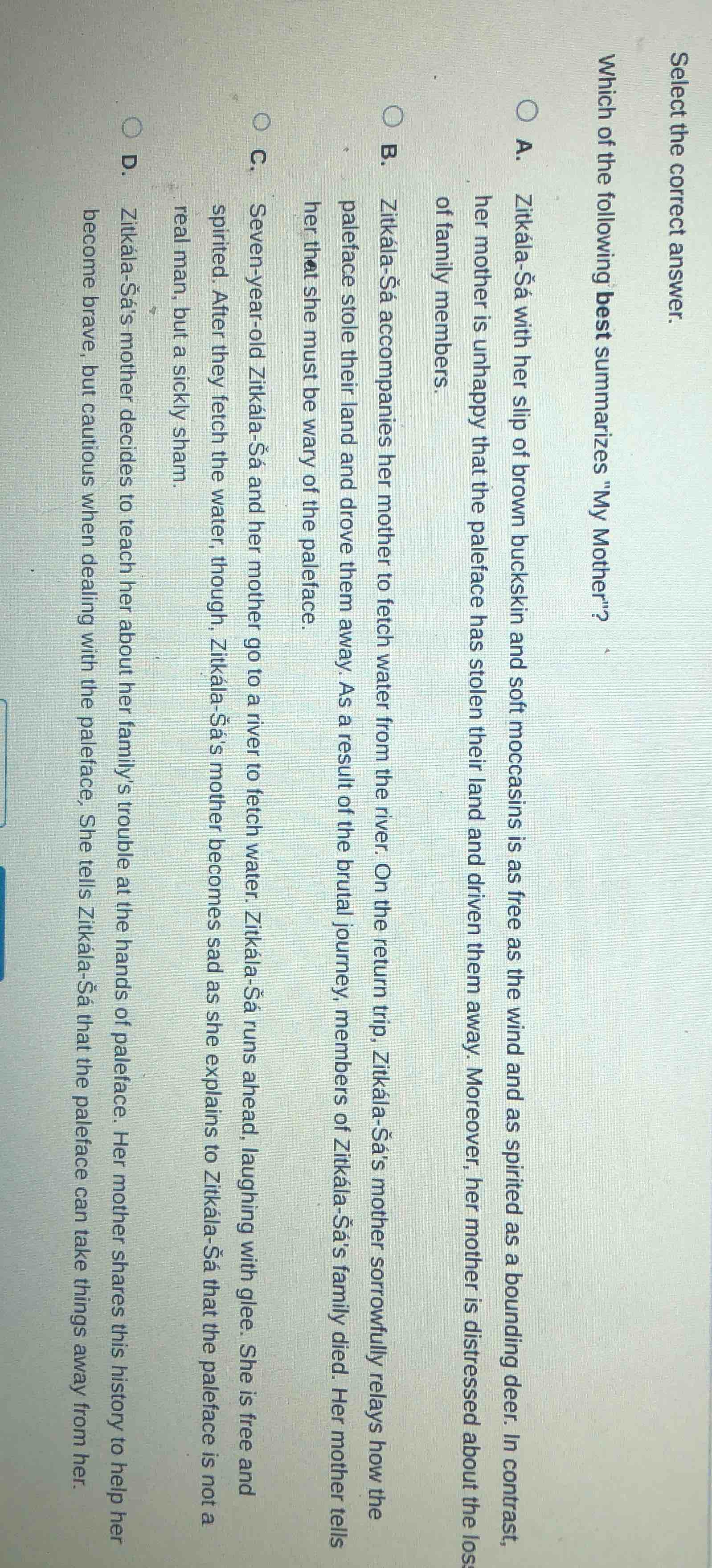 select the correct answer. which of the following best summarizes \my m…