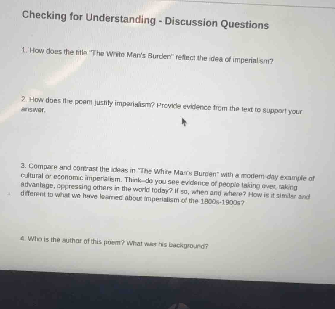 checking for understanding - discussion questions 1. how does the title…