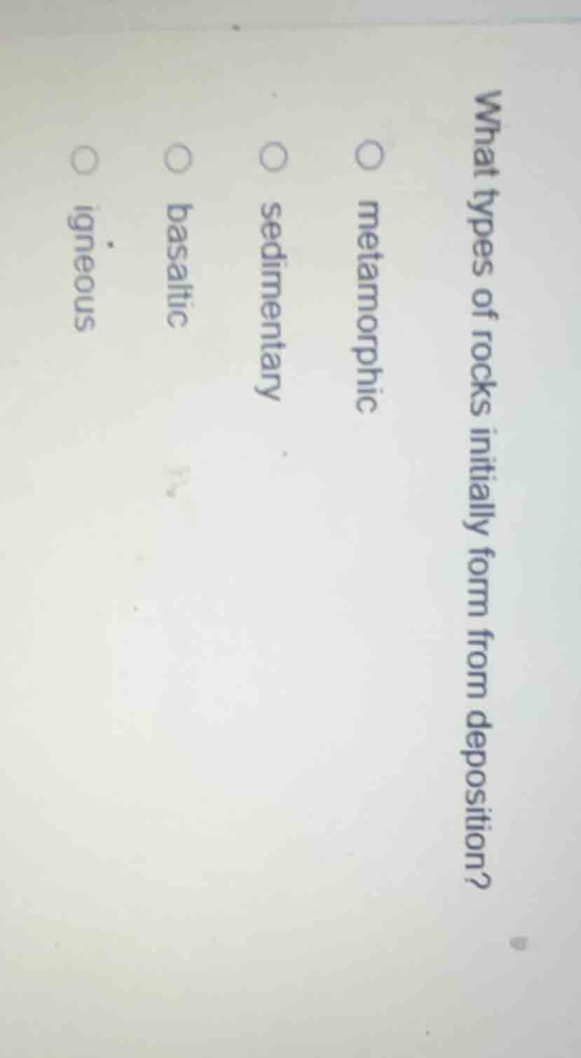 what types of rocks initially form from deposition? metamorphic sedimen…