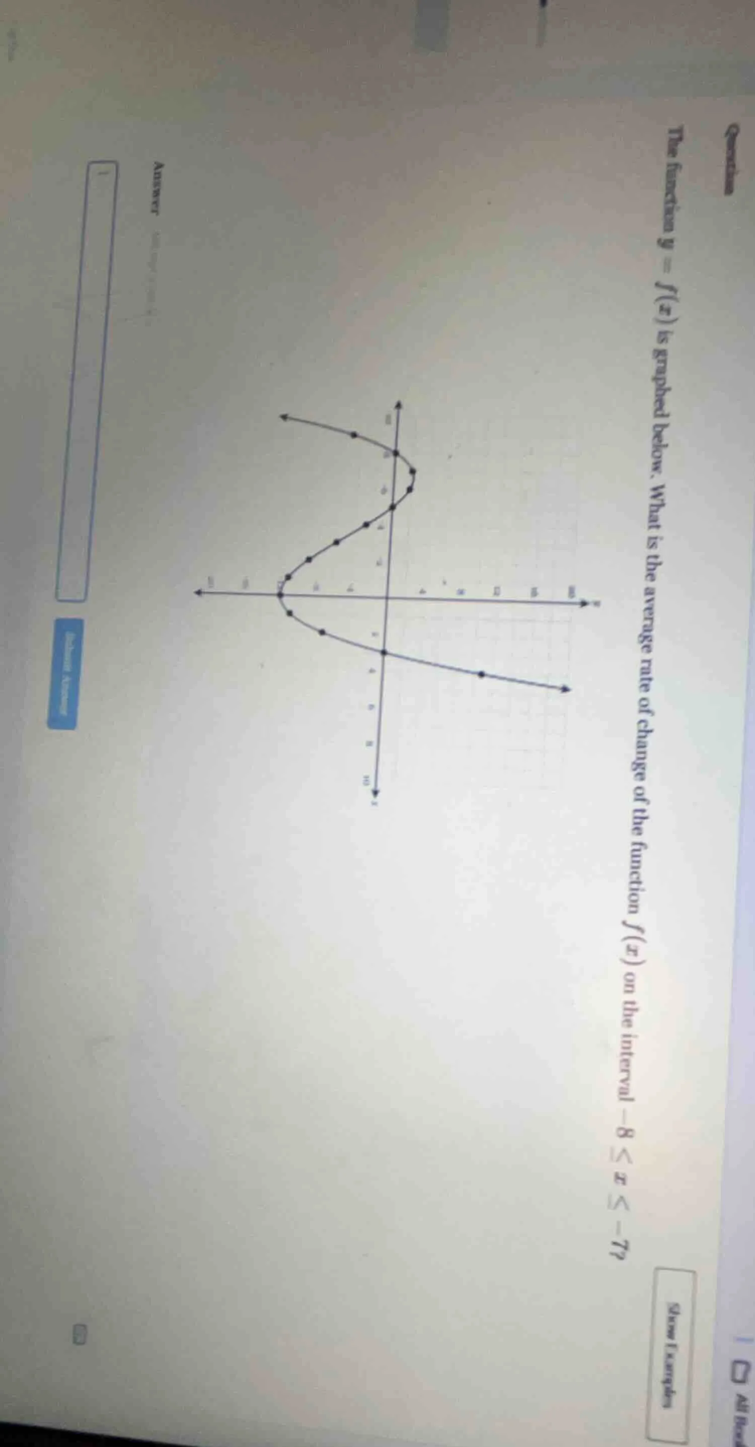 the function ( y = f(x) ) is graphed below. what is the average rate of…