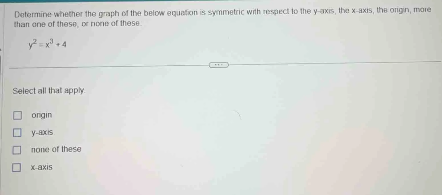 determine whether the graph of the below equation is symmetric with res…