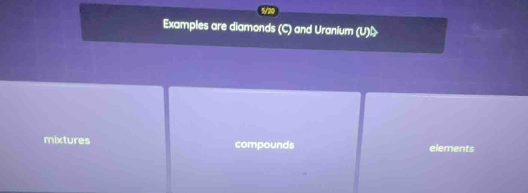 examples are diamonds (c) and uranium (u)\ mixtures\ compounds\ elements