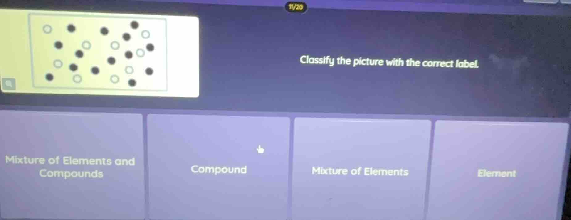 classify the picture with the correct label. mixture of elements and co…