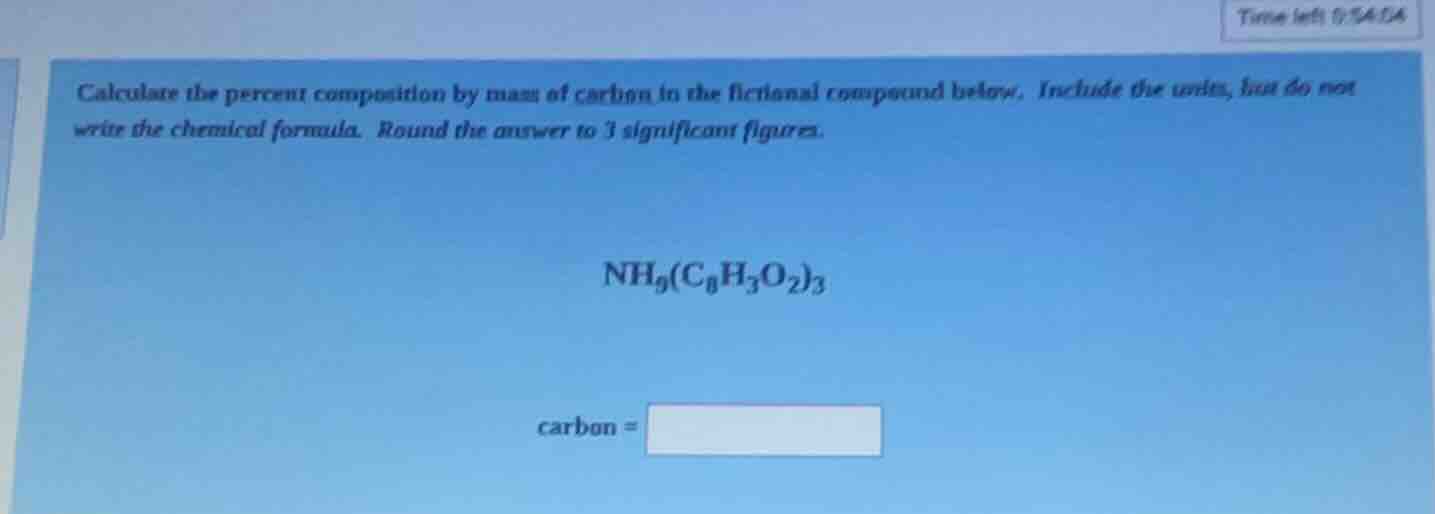 calculate the percent composition by mass of carbon in the fictional co…