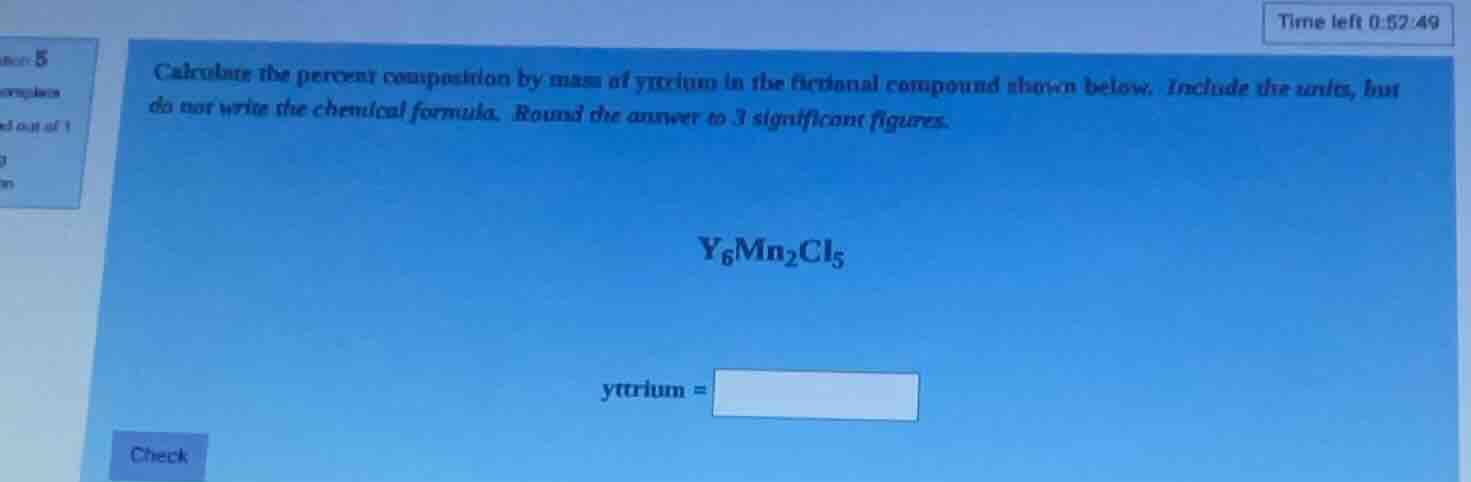 calculate the percent composition by mass of yttrium in the fictional c…