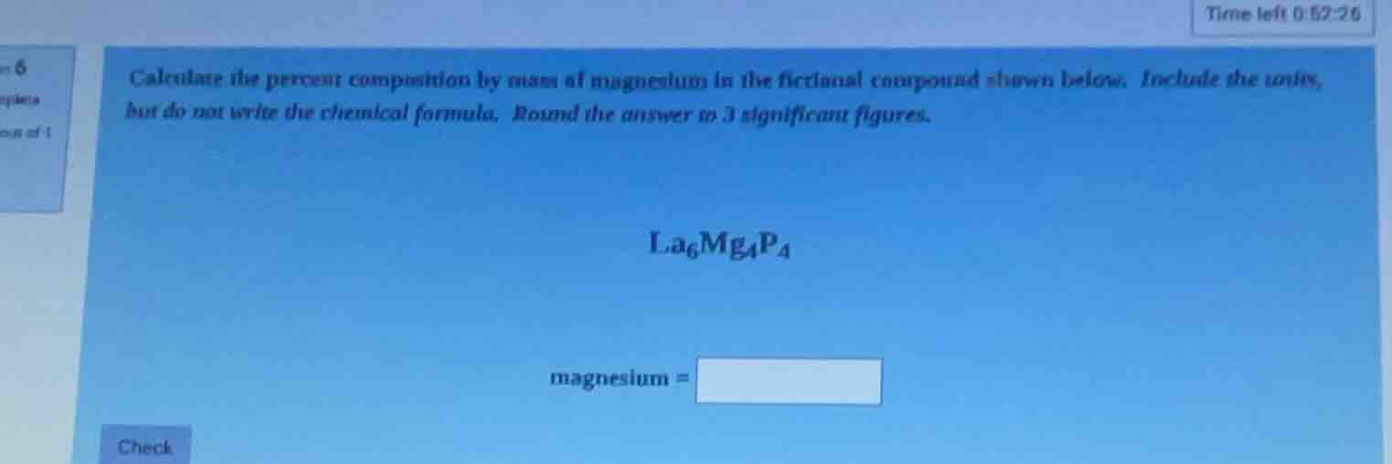 calculate the percent composition by mass of magnesium in the fictional…