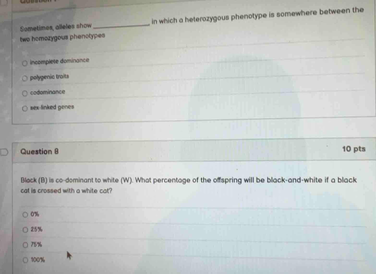 sometimes, alleles show ________, in which a heterozygous phenotype is …