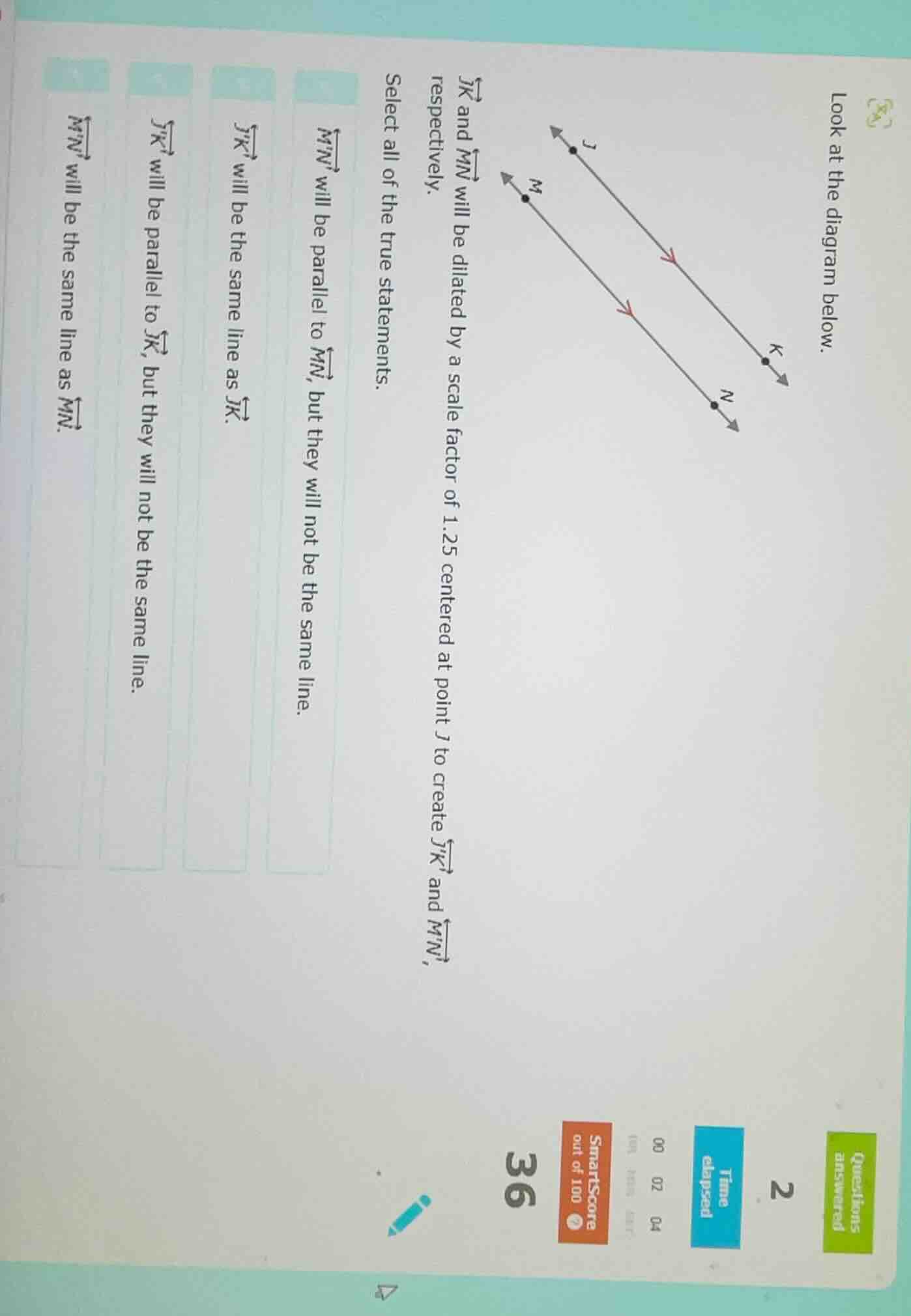 look at the diagram below.\\(overrightarrow{jk}\\) and \\(overrightarro…