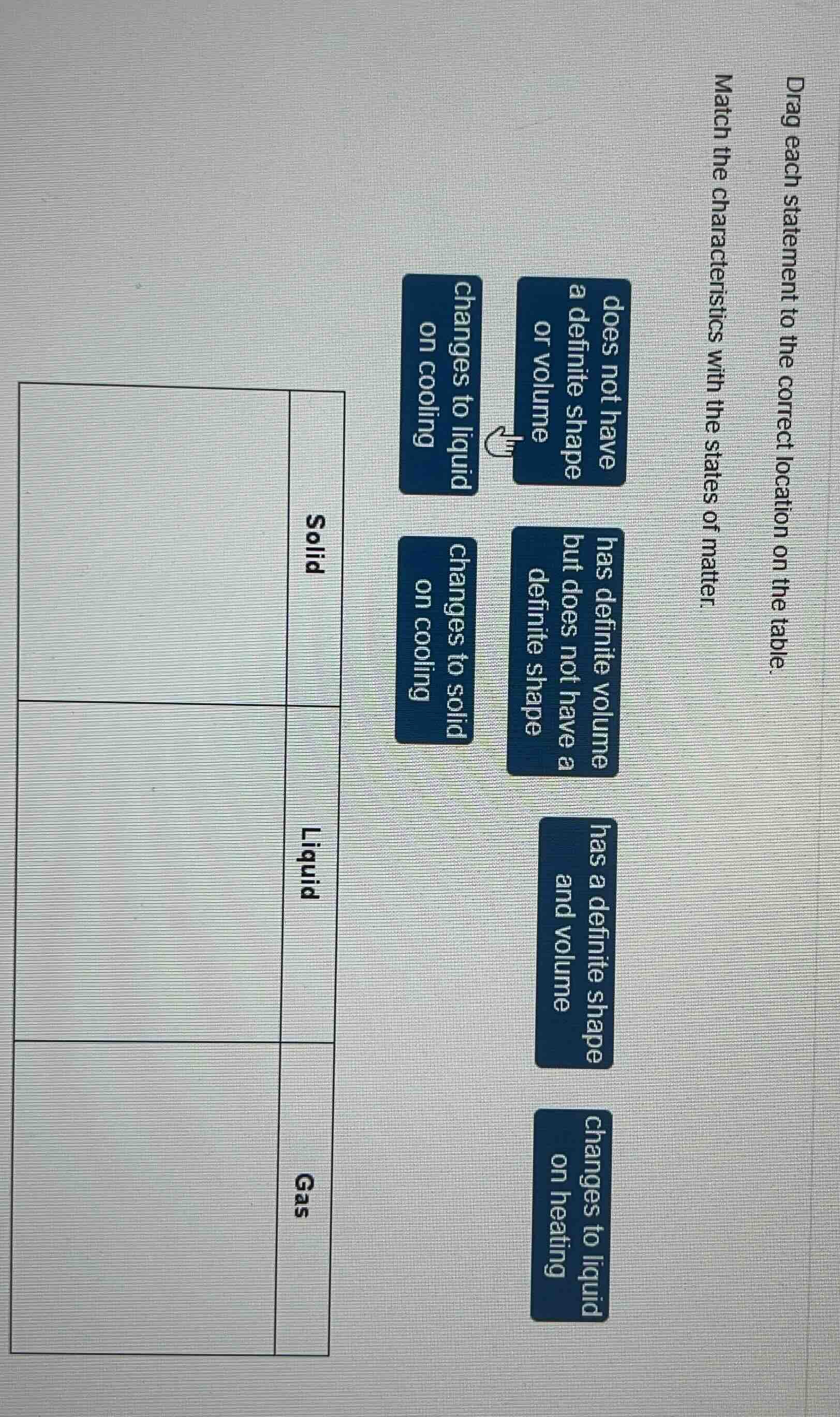 drag each statement to the correct location on the table. match the cha…