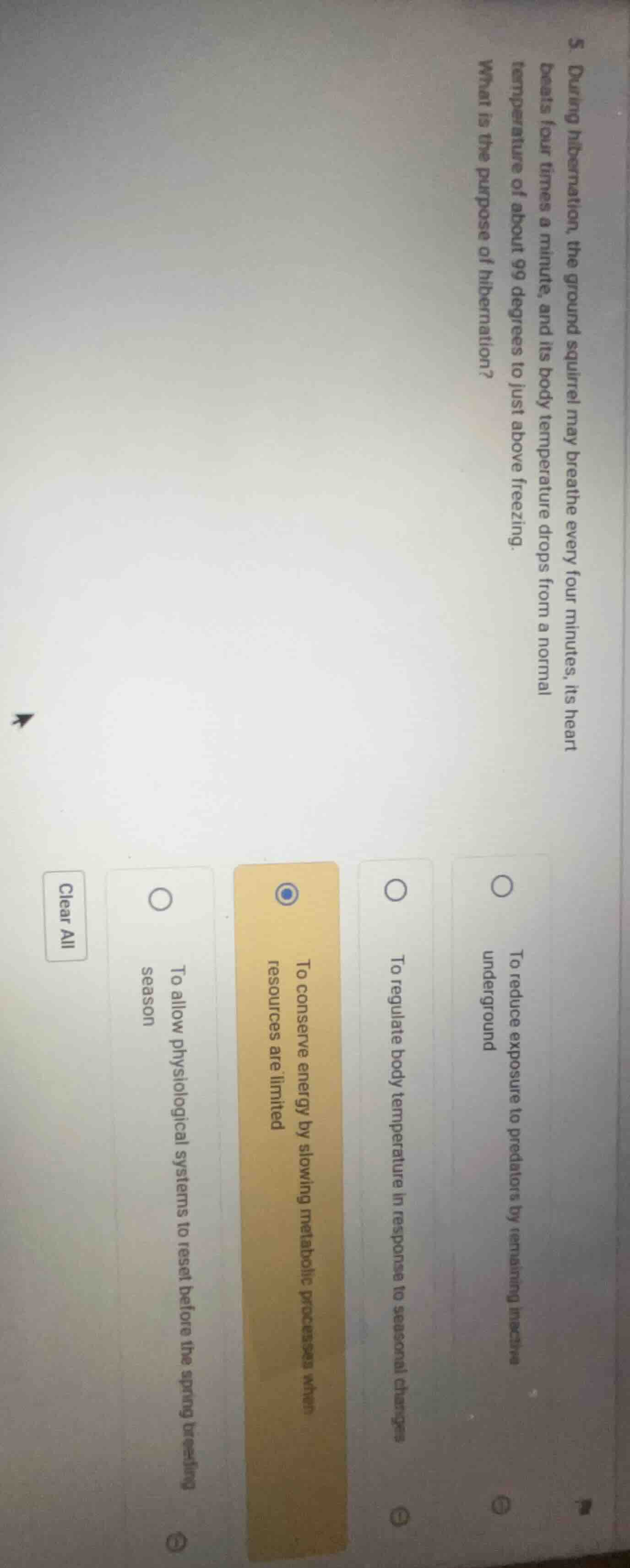 5 during hibernation, the ground squirrel may breathe every four minute…