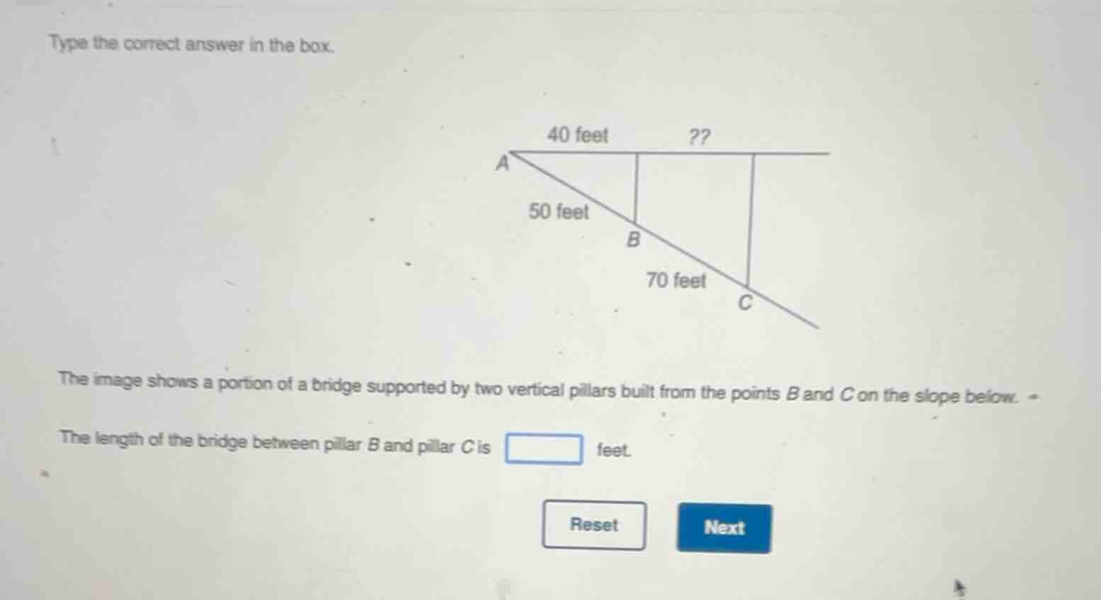 type the correct answer in the box. the image shows a portion of a brid…