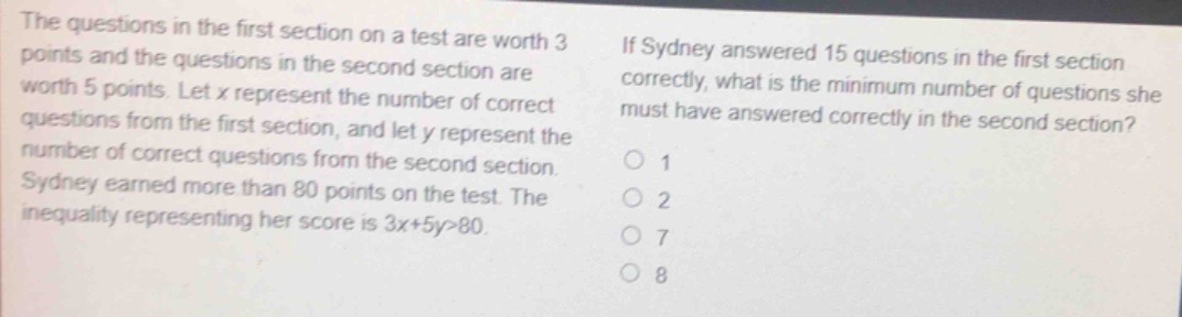the questions in the first section on a test are worth 3 points and the…