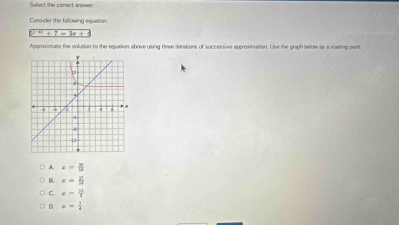 select the correct answer. consider the following equation. $5^{(-x)} +…
