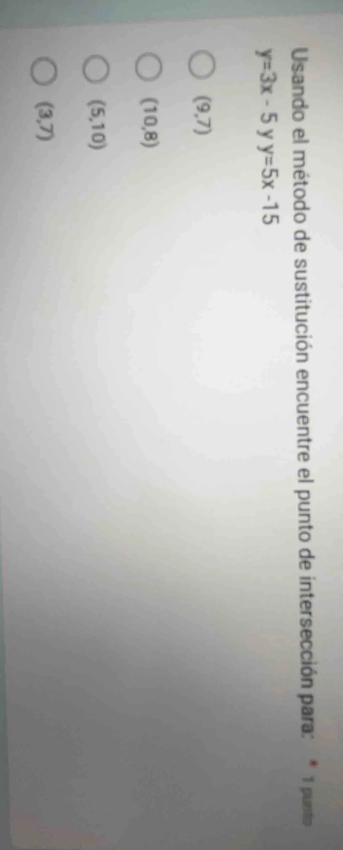 usando el método de sustitución encuentre el punto de intersección para…