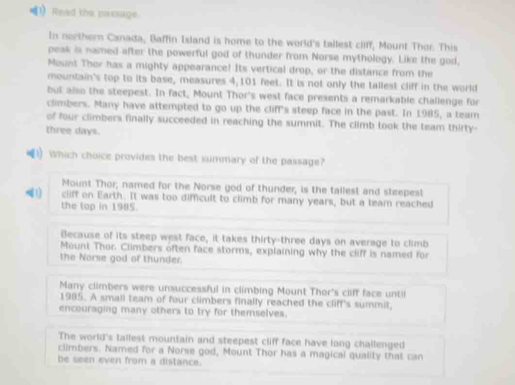 read the passage. in northern canada, baffin island is home to the worl…